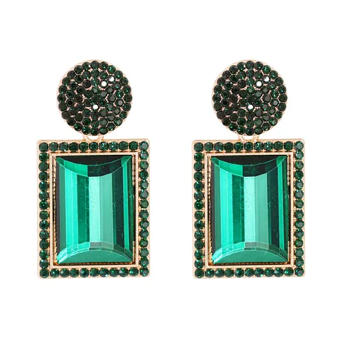 Geometric Diamond Alloy Acrylic Drop Earrings