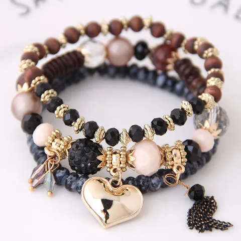 Bohemian Round Rhinestones Alloy Wholesale Beaded Bracelets