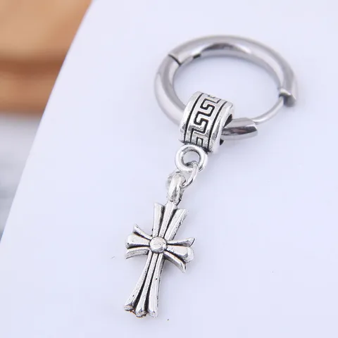 Men&#39;s Simple Hip-hop Titanium Steel Cross Earrings Wholesales Yiwu