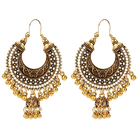 Fashion Ethnic Style Simple Style Geometric Plating Metal Artificial Gemstones Drop Earrings