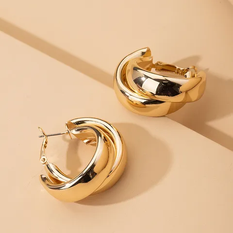 Fashion Geometric Plating Metal No Inlaid Hoop Earrings