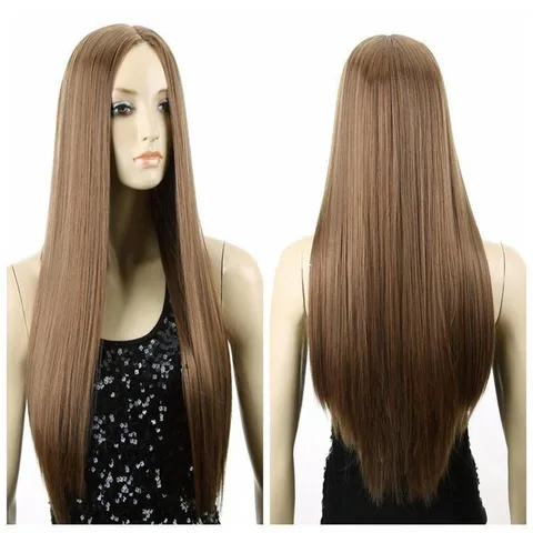 Europe And America Split Scalp Light Brown Long Straight Hair Wholesale