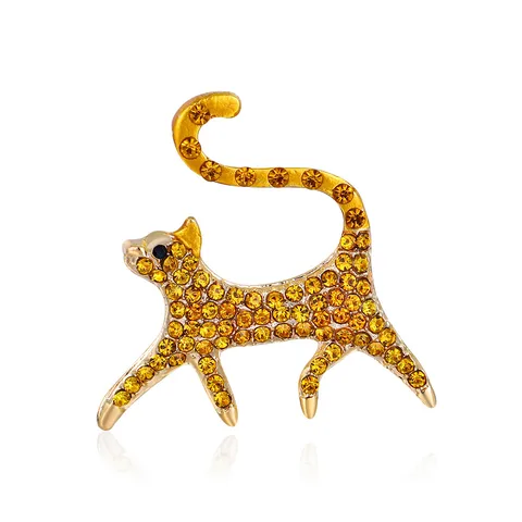 New Retro Animal Brooch Cat Full Diamond Brooch Wholesale