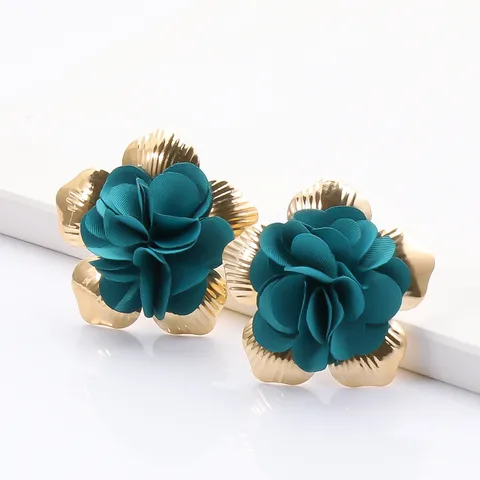 Fashion Flower Alloy Artificial Gemstones Drop Earrings