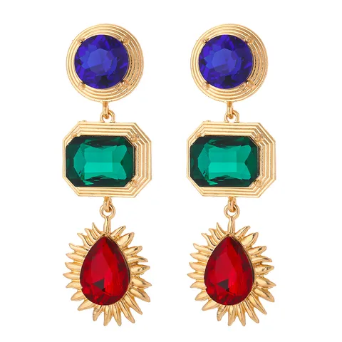 Fashion Geometric Diamond Alloy Artificial Gemstones Drop Earrings