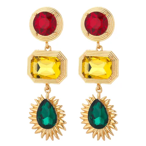 Fashion Geometric Diamond Alloy Artificial Gemstones Drop Earrings