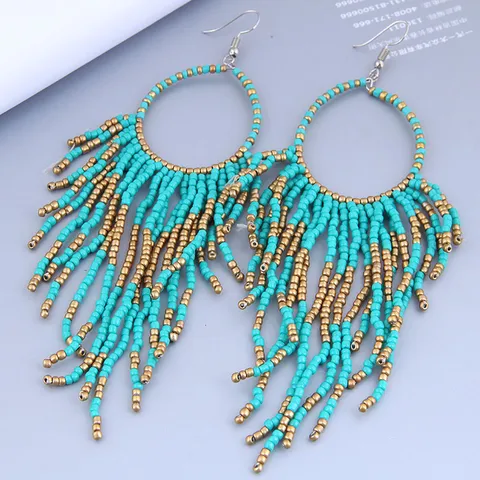 Bohemian Style Beaded Tassel Earrings Wholesale Nihaojewelry