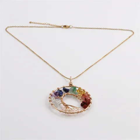 Fashion Tree Life Tree Alloy Natural Stone Natural Stone Necklace In Bulk