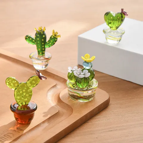 Fashion Creative Cactus Desktop Decoration Glass