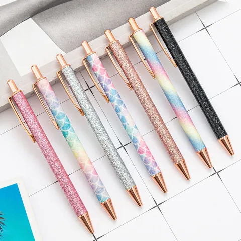 Creative Student Stationery Gold Powder Pressing Ballpoint Pen 1 Pcs