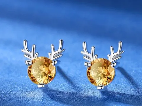 Simple Style Antlers Alloy Inlay Rhinestones Women's Ear Studs 1 Pair