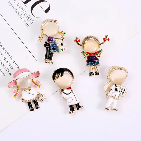 Cute Cartoon Character Alloy Enamel Women's Brooches