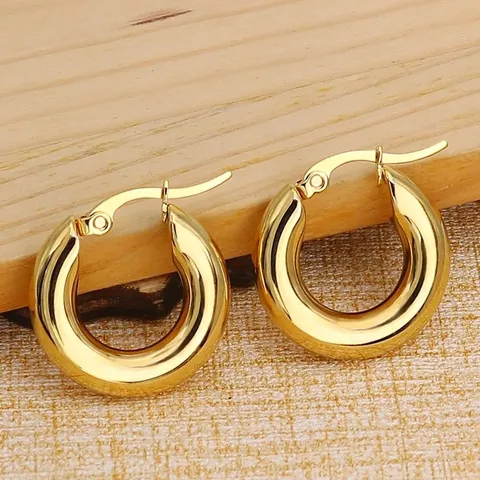 1 Pair Fashion Round Plating Stainless Steel Hoop Earrings