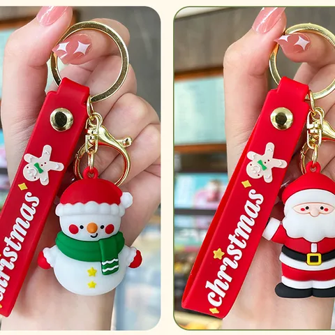 Cartoon Style Christmas Tree Santa Claus Snowman Soft Glue Metal Unisex Bag Pendant Keychain 1 Piece