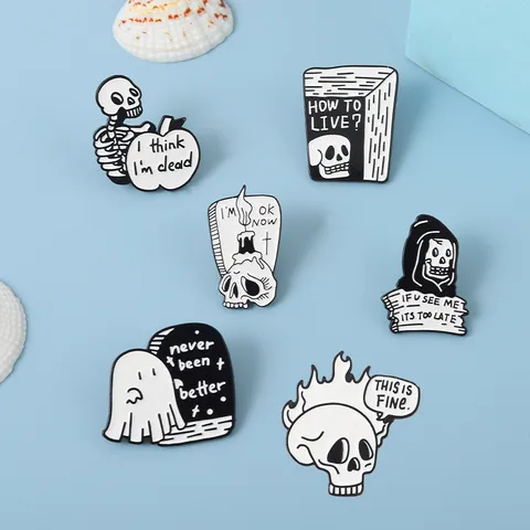 Funny Ghost Alloy Asymmetrical Enamel Unisex Brooches