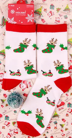 Unisex Fashion Santa Claus Snowflake Nylon Cotton Crew Socks