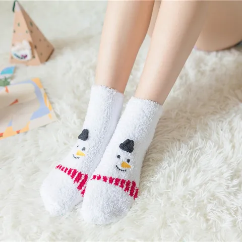 Women's Cute Santa Claus Christmas Socks Polyester Patchwork Crew Socks 1 Set