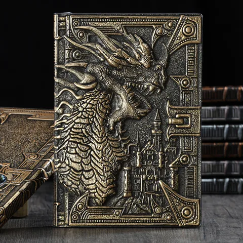 Retro Embossed Metal Three-dimensional Dragon Fashion Creative Notebook