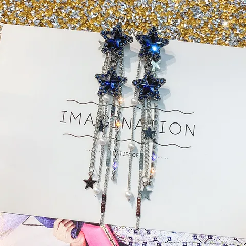 1 Pair Classic Style Star Alloy Rhinestones Drop Earrings