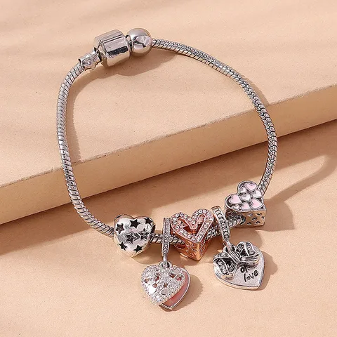 Creative Heart Bows Star Pendant Alloy Bracelet