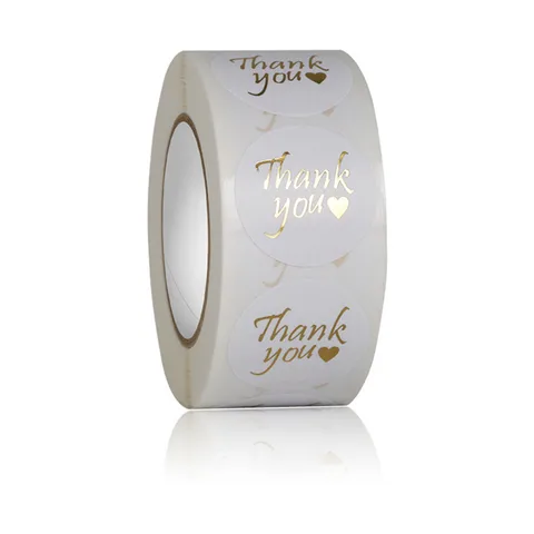 Fashion White Hot Stamping Thank You Round Sticker