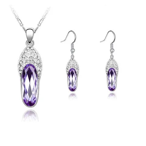 Alloy Inlaid Crystal Heart Gem Crystal Jewelry Sets