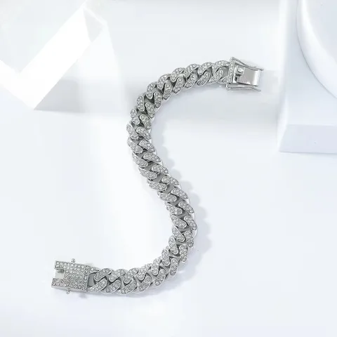 Punk Cuban Chain Full Diamond Men's Rhinestone Bracelet