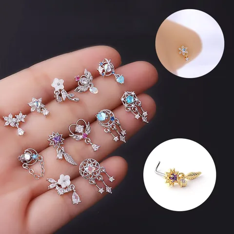 Nose Rings & Studs Fashion Flower 316L Stainless Steel  Copper Plating