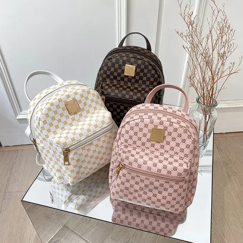 Fashion Plaid Print Backpack One Shoulder Multi-purpose Women