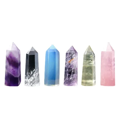 Amethyst Single Pointed Hexagonal Prism Rough Stone Polished Natural Crystal Column Home Decoration