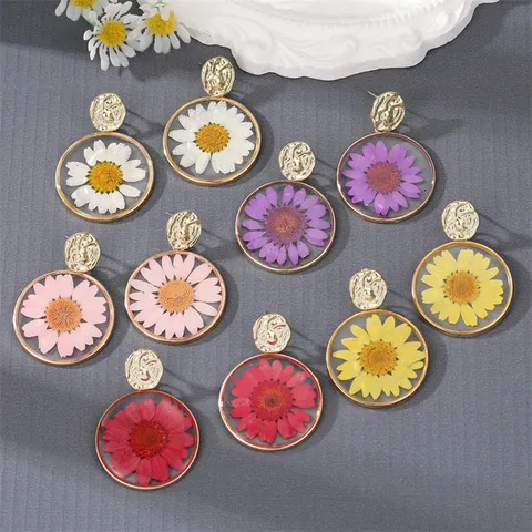 1 Piece Fashion Flower Epoxy Alloy Zircon Stud Earrings