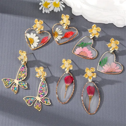 1 Piece Fashion Heart Butterfly Epoxy Alloy No Inlaid Stud Earrings