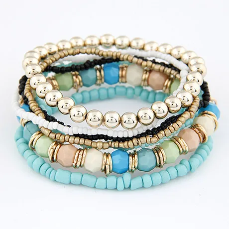 Bohemian Geometric Beaded Alloy Bracelets