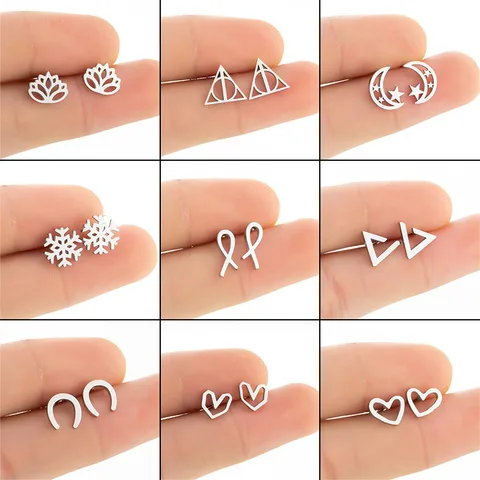 Simple Style Geometric 304 Stainless Steel No Inlaid 18K Gold Plated Ear Studs