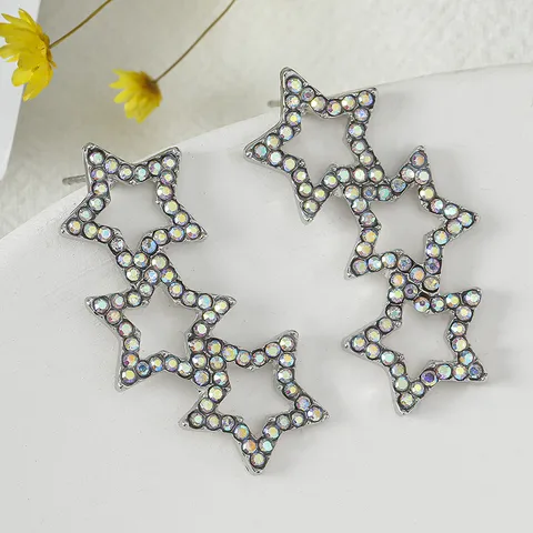 Fashion Star Alloy Inlay Rhinestone Drop Earrings