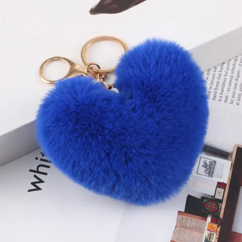 Cute Heart Shape Plush Flocking Keychain