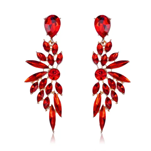 Glam Geometric Alloy Inlay Rhinestone Drop Earrings