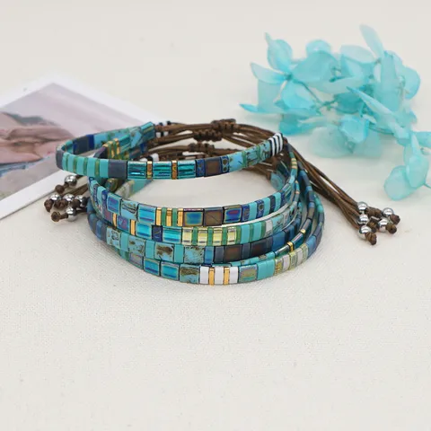 Ethnic Style Square Glass Beaded Bracelets