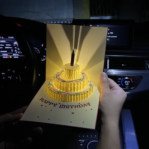 Birthday Greeting Card Music Light 3d 3d Cake Diy Handmade Gift High Sense Blessing Staff Card