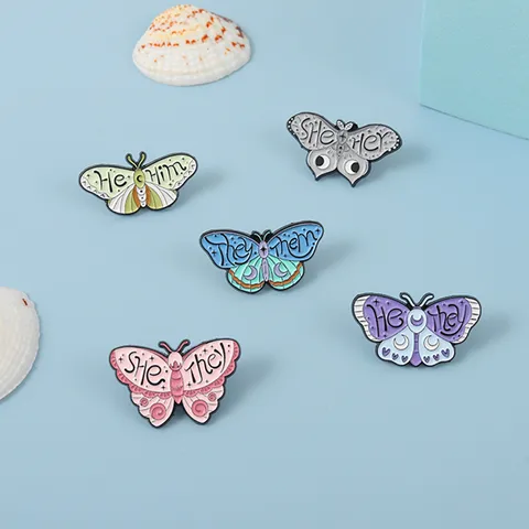 Retro Letter Butterfly Alloy Enamel Brooches