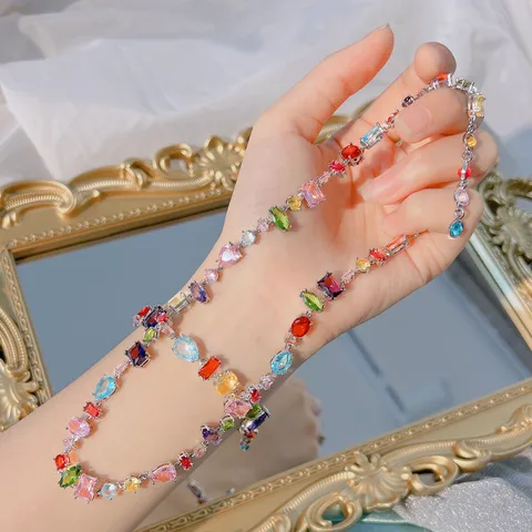 Bohemian Water Droplets Heart Shape Copper Inlay Artificial Gemstones Bracelets Earrings Necklace