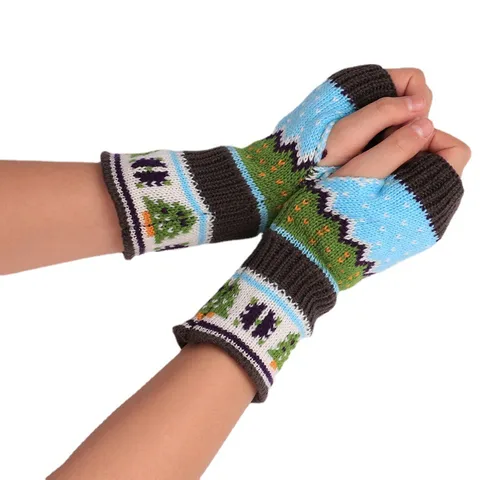 Women's Fashion Christmas Tree Acrylic Gloves