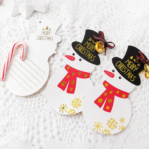 Christmas Bronzing Cartoon Snowman Christmas Tree Decoration Hanging Card