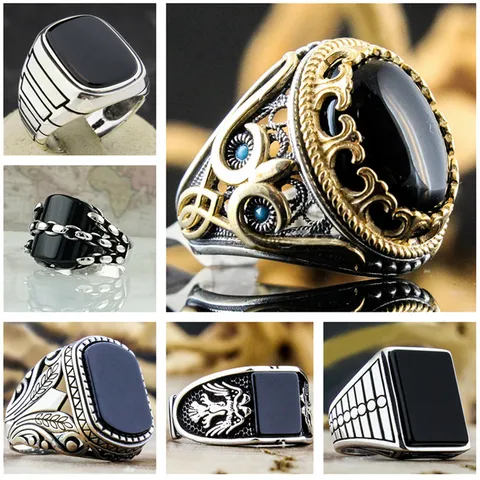 Fashion Geometric Alloy Plating Zircon Men's Rings