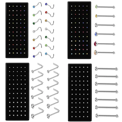 Fashion Geometric Stainless Steel Inlay Rhinestones Nose Studs 1 Set