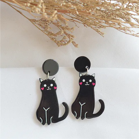 Cartoon Style Cat Arylic Printing Women's Earrings 1 Pair