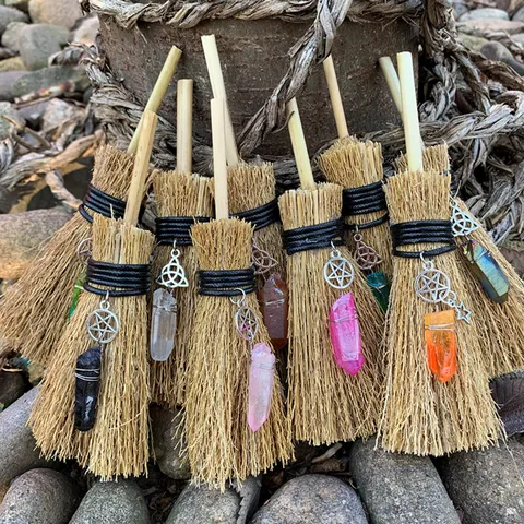 Car Pendant Witch Mini Broom Shaped Pendant Accessories Hanging Decorations