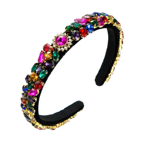 Lady Geometric Cloth Handmade Rhinestones Hair Band