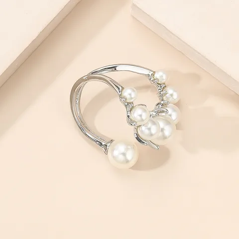 1 Piece Retro Geometric Alloy Inlay Artificial Pearls Women's Open Ring