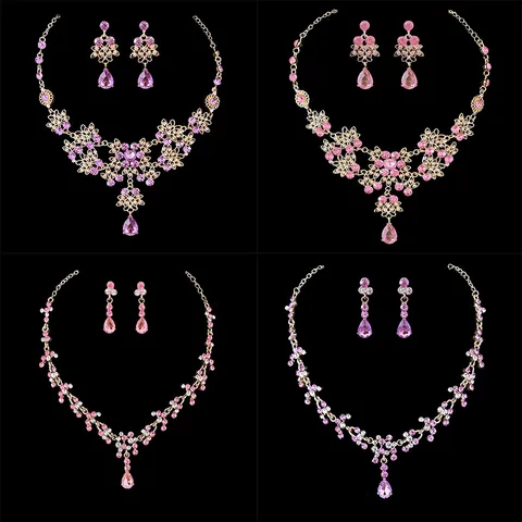 Simple Style Heart Shape Zinc Alloy Inlay Artificial Crystal Women'S Jewelry Set